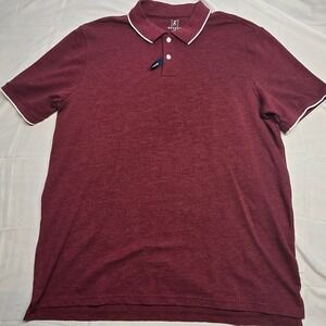 George Mens Short Sleeve Stretch Polo Shirt Burgundy Heather Tipped Trim L 42-44